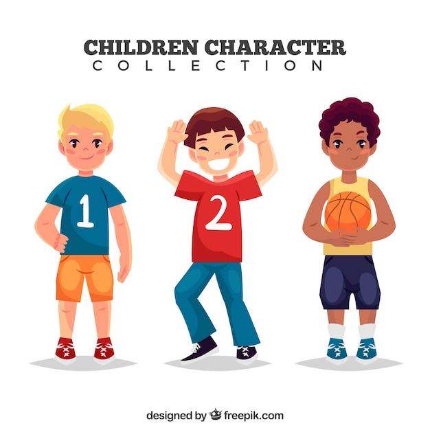 Vecteur gratuit pack de personnages enfants