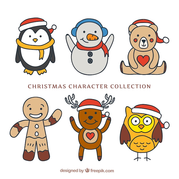 Pack De Personnages De Noël Dessinés à La Main