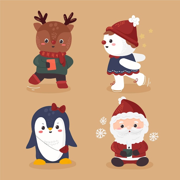 Pack De Personnages De Noël Dessinés