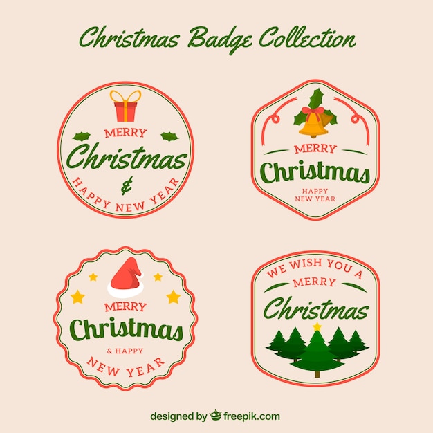 Pack De Quatre Badges De Noël Rétro