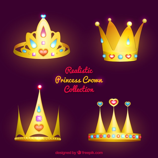 Pack de quatre couronnes brillantes princesse