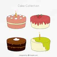 Vecteur gratuit pack de quatre gâteaux d anniversaire