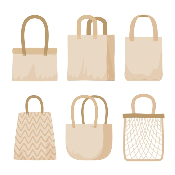 Vecteur gratuit pack de sac en tissu design plat
