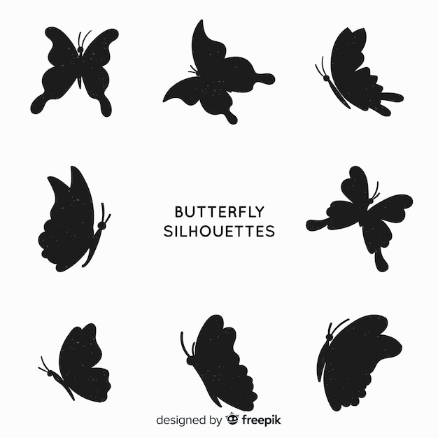 Vecteur gratuit pack silhouette papillon