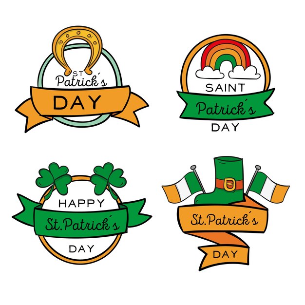 Vecteur gratuit pack de st. étiquettes de patrick's day