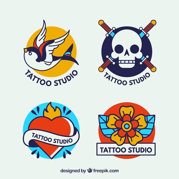 Vecteur gratuit pack de superbes logos de tatouage