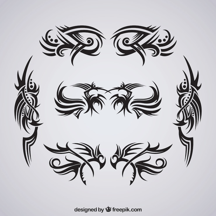 Vecteur gratuit pack de tatouages ​​tribaux