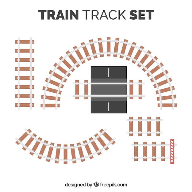 Vecteur gratuit pack de train en bois