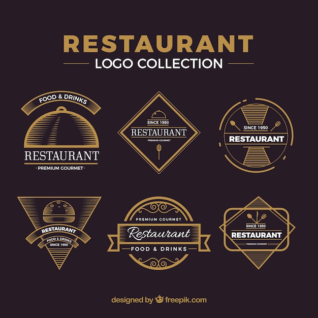 Vecteur gratuit pack vintage de logos de restaurant