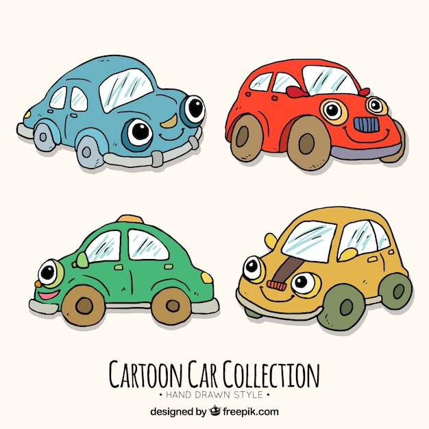 Vecteur gratuit pack de voitures cartoon