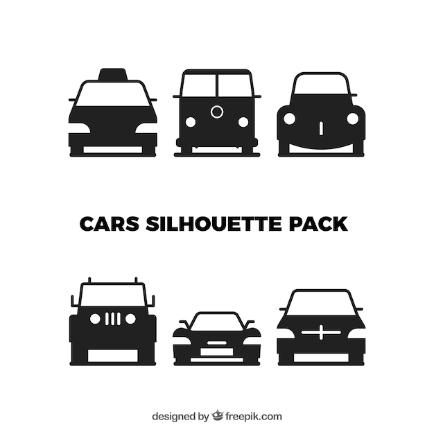 Vecteur gratuit pack voitures silhouette