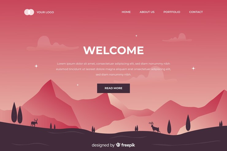 Vecteur gratuit page d'accueil avec paysage