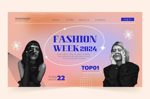 Vecteur gratuit page d'accueil de la semaine de la mode gradient