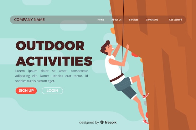 Vecteur gratuit page d'atterrissage avec concept d'activités de plein air
