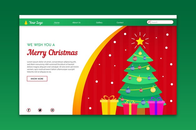 Vecteur gratuit page d'atterrissage de noël au design plat