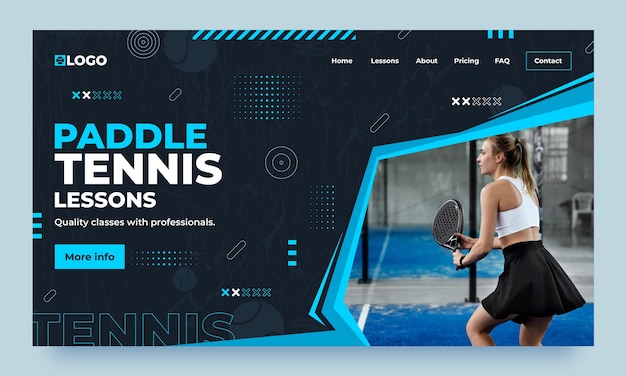 Vecteur gratuit page d'atterrissage de paddle tennis à conception plate