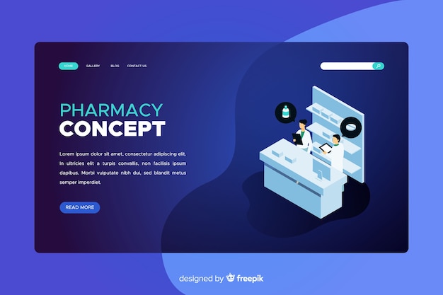 Vecteur gratuit page d'atterrissage de pharmacie bleue