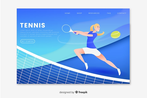 Vecteur gratuit page d'atterrissage de sport de tennis