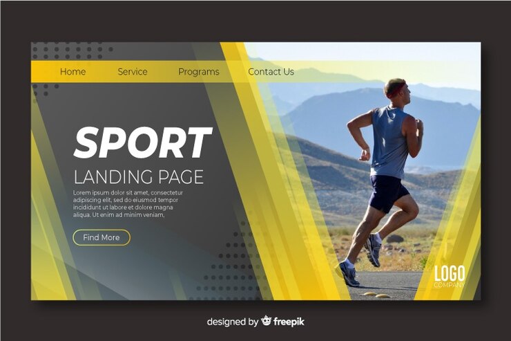 Vecteur gratuit page d'atterrissage sportive avec photo