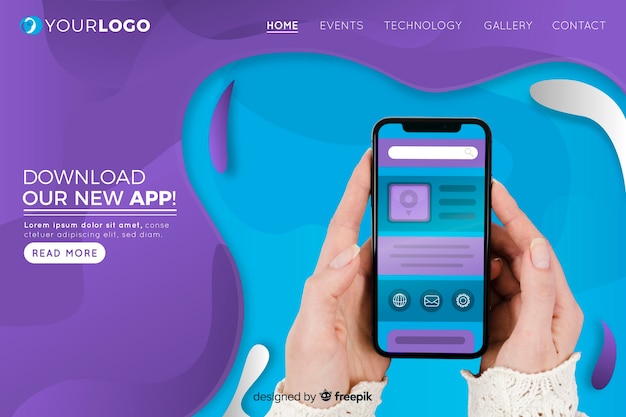 Vecteur gratuit page d'atterrissage de technologie avec photo