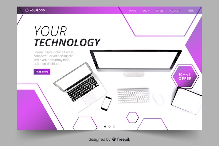 Vecteur gratuit page d'atterrissage de technologie