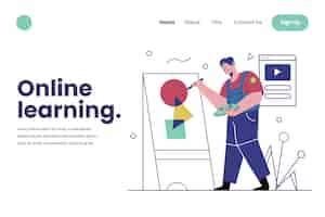 Vecteur gratuit page de destination d'apprentissage en ligne dessinée à la main