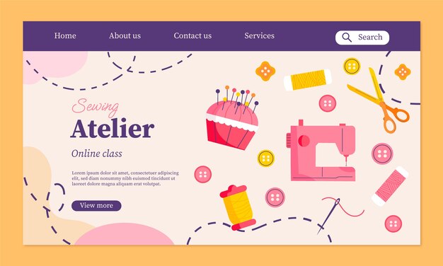 Page de destination de l'atelier de design dessiné à la main