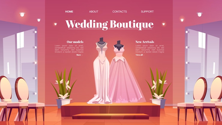 Vecteur gratuit page de destination de la boutique de mariage