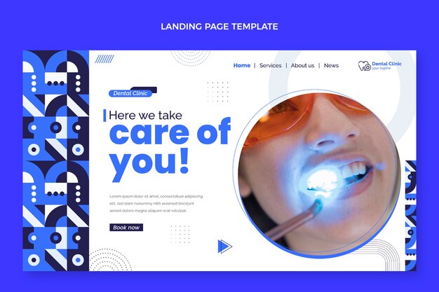 Vecteur gratuit page de destination de la clinique dentaire design plat