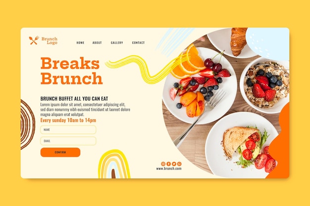 Vecteur gratuit page de destination du brunch