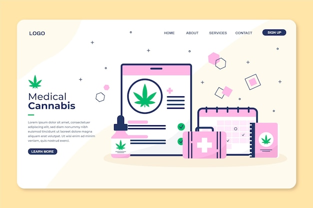 Vecteur gratuit page de destination du cannabis médical