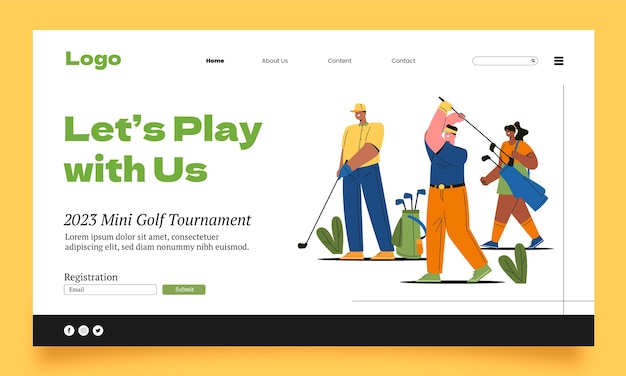 Vecteur gratuit page de destination du club de golf dessiné à la main