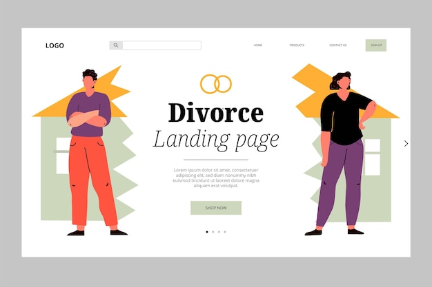 Vecteur gratuit page de destination du concept de divorce