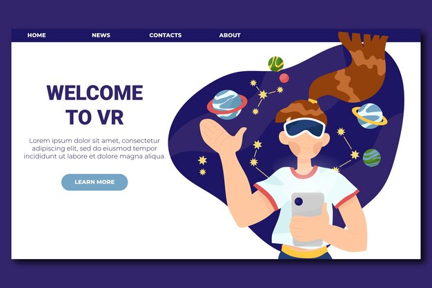 Vecteur gratuit page de destination du concept de réalité virtuelle