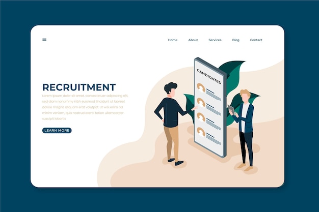 Vecteur gratuit page de destination du concept de recrutement