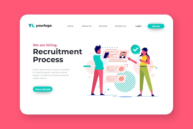 Vecteur gratuit page de destination du concept de recrutement