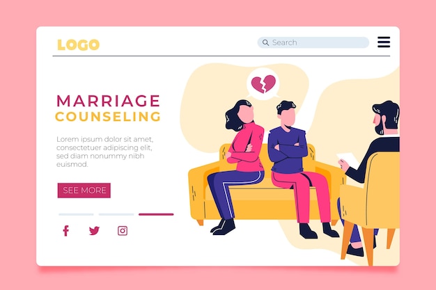 Vecteur gratuit page de destination du conseil en mariage