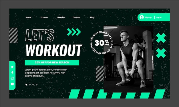 Vecteur gratuit page de destination du cours de gym design plat