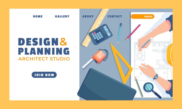 Page de destination du développement de l'architecture design plat