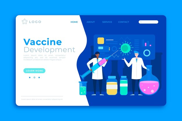 Page de destination du développement d'un vaccin