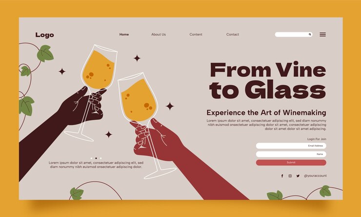 Vecteur gratuit page de destination du festival du vin dessinée à la main