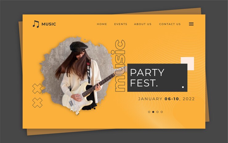 Vecteur gratuit page de destination du festival de musique design plat