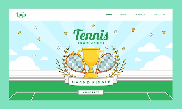 Vecteur gratuit page de destination du jeu de tennis dessiné à la main