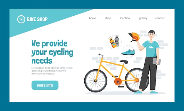 Vecteur gratuit page de destination du magasin de vélos dessinés à la main