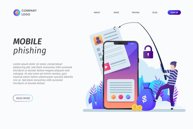 Vecteur gratuit page de destination du phishing mobile