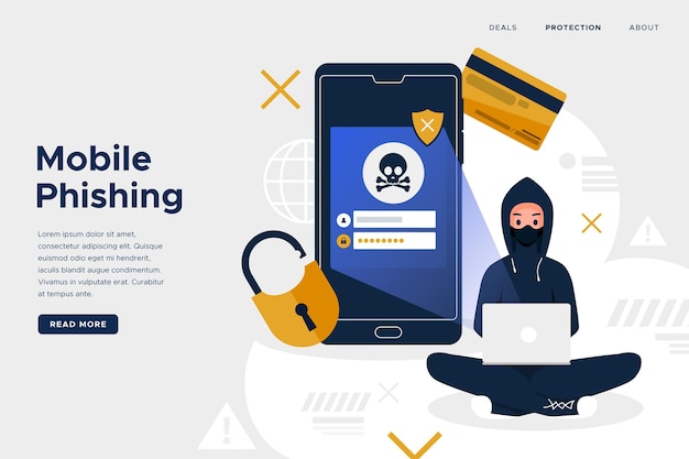 Vecteur gratuit page de destination du phishing mobile
