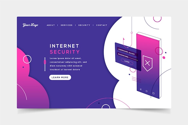 Vecteur gratuit page de destination du phishing mobile