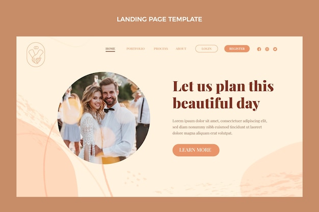 Vecteur gratuit page de destination du planificateur de mariage plat dessiné à la main