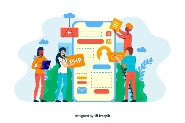 Vecteur gratuit page de destination du processus de conception de concept