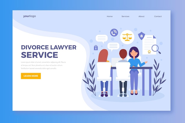 Page de destination du service des avocats en divorce